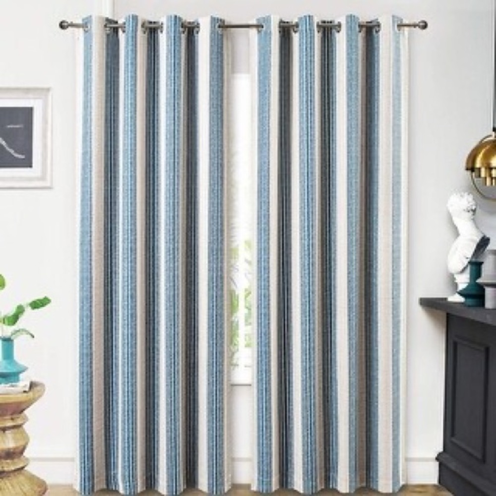 2 panels - 52 x 84” striped curtain panels